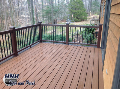 Composite deck using Trex Transcend Tree House flooring.